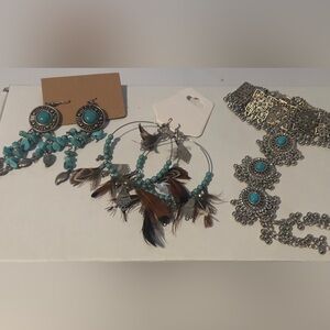 Turquoise and Silver Jewelry 3 Piece Set